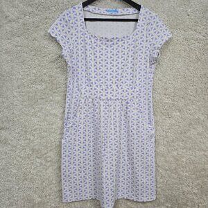 J.McLaughlin Dress Womens L Purple Cap Sleeve Catalina Cloth Pockets Preppy Mod